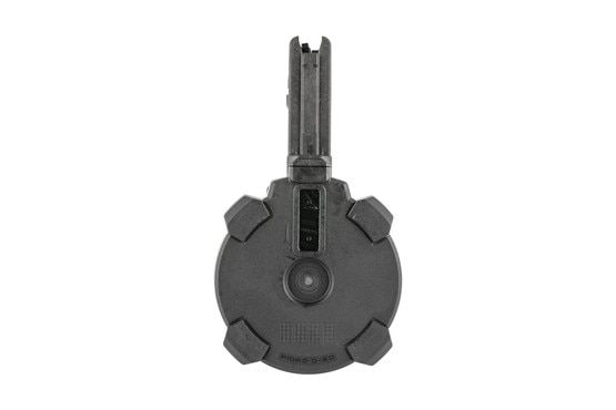 Magpul D-50 50-round PMAG drum magazine for SR-25/DPMS pattern rifles with a veiwing window